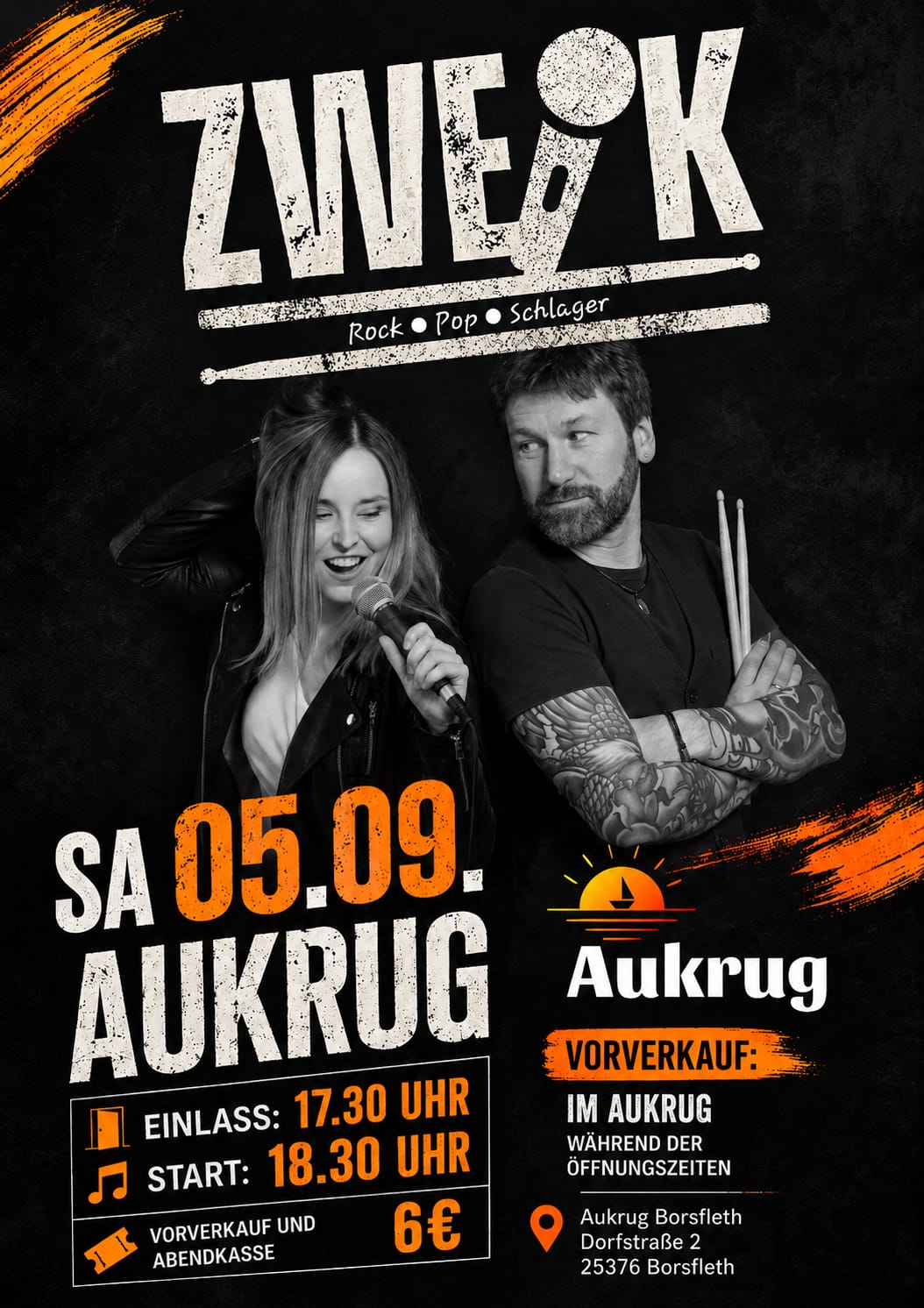 ZWEI:K live im Aukrug Borsfleth am 5. September 2026